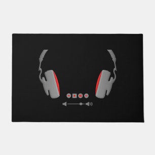 Headphones with media volume control buttons doormat