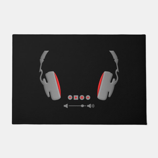 Headphones with media volume control buttons doormat (Front)