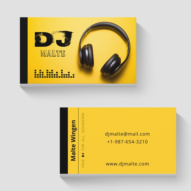 Headphones Yellow DJ Business Card (Creator Uploaded)