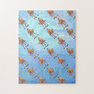 Heads and Tails Camel Pattern on Blue Jigsaw Puzzle