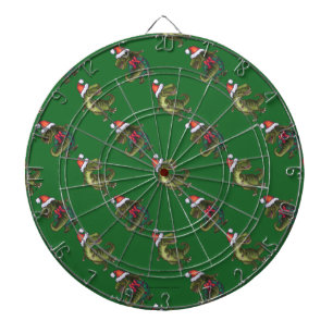 Heads and Tails Festive TRex Green Pattern Dartboard