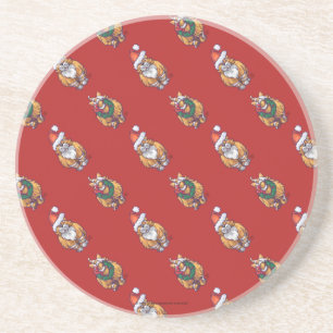 Heads and Tails Ginger Cat Christmas Pattern Coaster