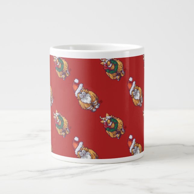Heads and Tails Ginger Cat Christmas Pattern Large Coffee Mug (Front)