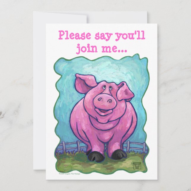 Heads and Tails Pig Party Invitation (Front)