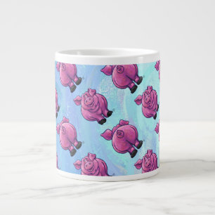 Heads and Tails Pig Pattern Large Coffee Mug