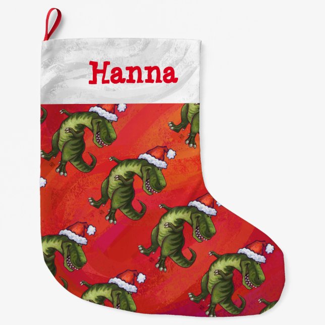 Heads and Tails Tyrannosaurus Pattern Christmas Large Christmas Stocking (Front)