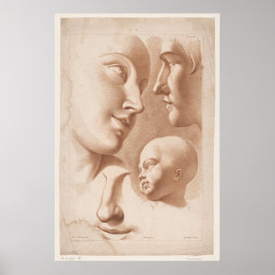 Heads of woman, man and child 1780 poster