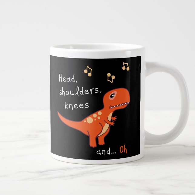 Heads Shoulders Knees TRex Dinosaur Cartoon Humour Large Coffee Mug (Right)