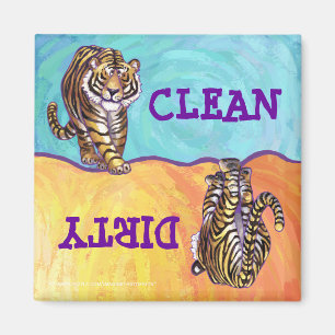 Heads Tails Tiger Dirty Clean Dishwasher Magnet