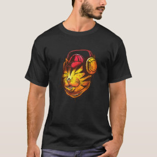 Headset Cat Cute Headphones Music Animal Dj Kitten T-Shirt