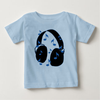 Headset with Musical Notes for Baby in Blue Baby T-Shirt