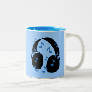 Headset with Musical Notes for Baby in Blue Two-Tone Coffee Mug