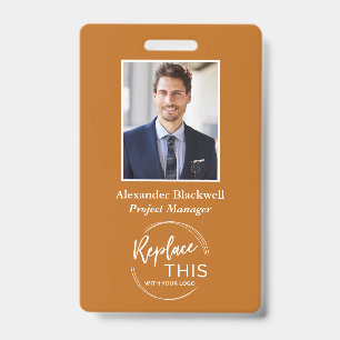 Headshot Custom Corporate Logo Orange ID Badge