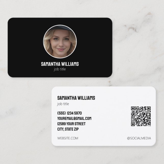 Headshot Custom QR or Logo Business Card (Front/Back)