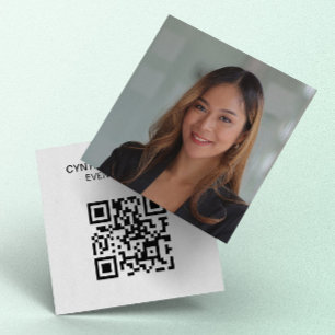 Headshot Minimalist Elegant Simple Professional QR Square Business Card