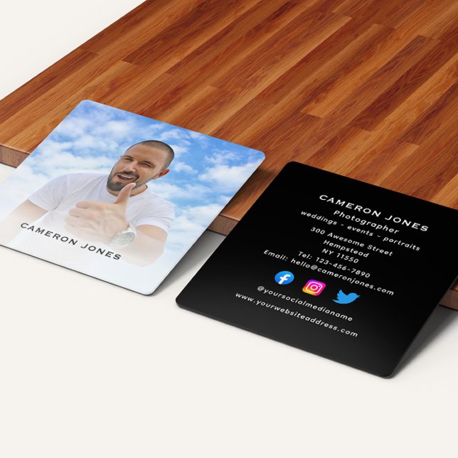Headshot Photo Social Media Freelance Photographer Square Business Card (Creator Uploaded)