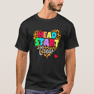 Headstart Crew Heart Leopard Back To School Teache T-Shirt