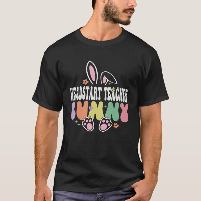 Headstart Teacher Bunny Easter Day Groovy Family M T-Shirt (Front)