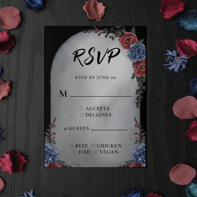 Headstone Floral Gothic Wedding RSVP Card (Headstone Floral Gothic Wedding RSVP
)