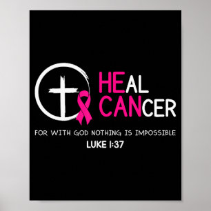 Heal Cancer Believe God Christian Breast Cancer Aw Poster
