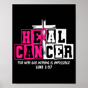Heal Cancer Believe God Christian Breast Cancer Aw Poster