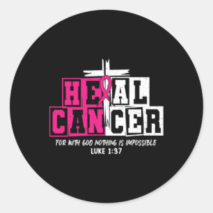 Heal Cancer Jesus Christian Pink Breast Cancer Awa Classic Round Sticker