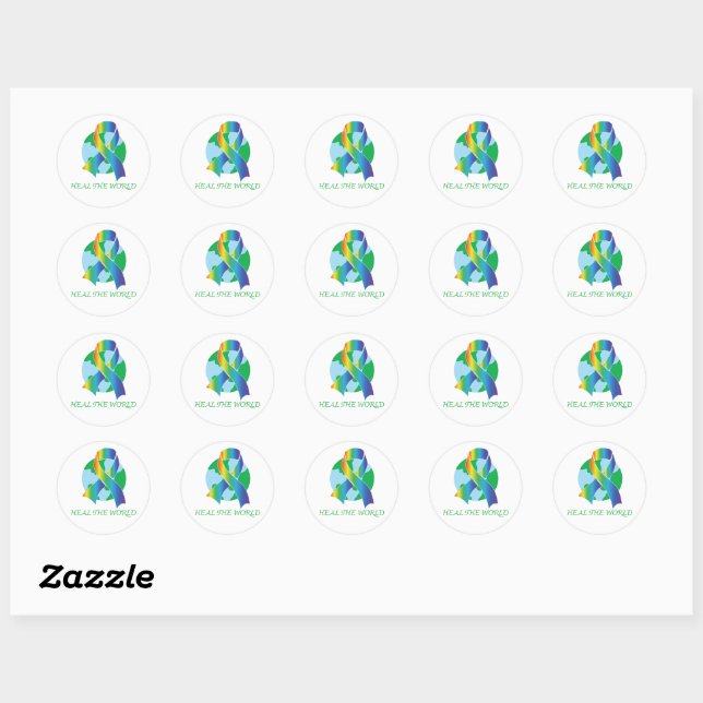 Heal The World Classic Round Sticker (Sheet)