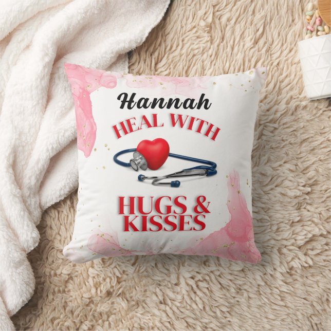 Heal with Hugs & Kisses I Doctor's Stethoscope  Cushion (Blanket)