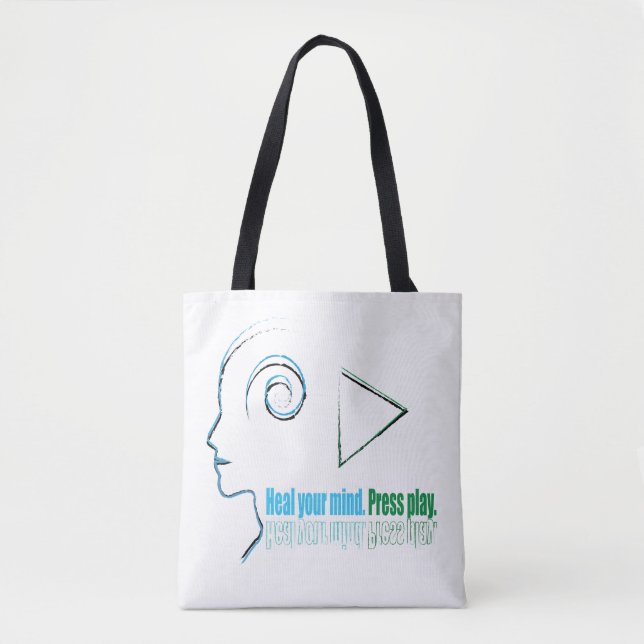 Heal your mind, Press play Tote Bag (Front)