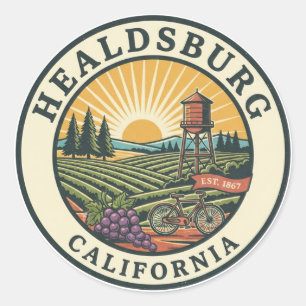 Healdsburg California Travel Classic Round Sticker
