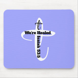 Healed by Jesus Bible Verse Christian Faith Blue Mouse Pad