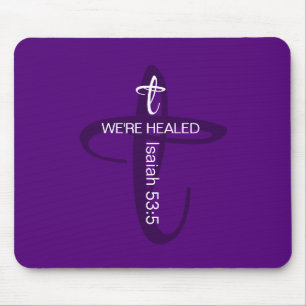 Healed by Jesus Bible Verse Christian Faith Purple Mouse Pad