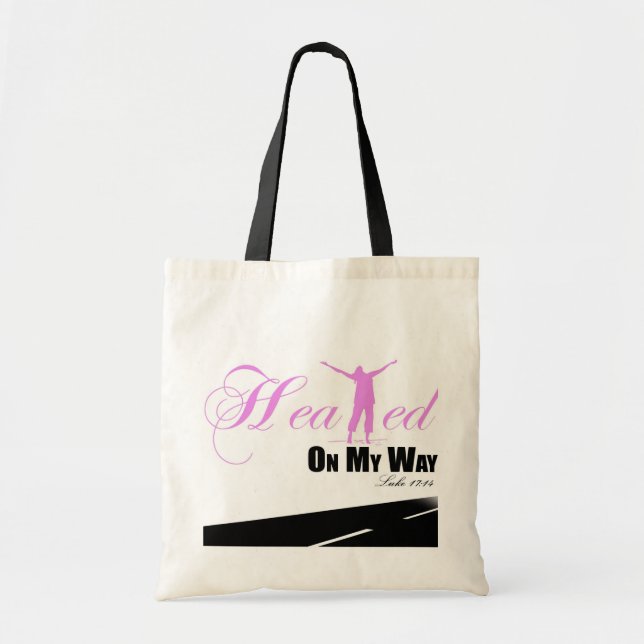 Healed on my Way (Pink, White, Black ) Tote (Front)