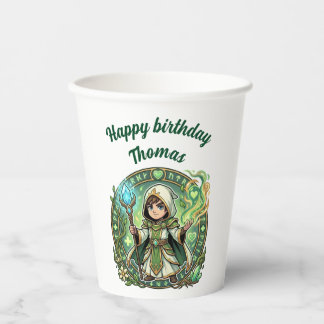 Healer Cleric Druid Anime Chibi Gamer Birthday Paper Cups