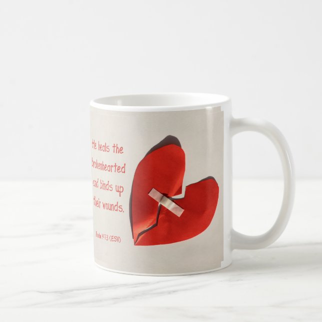 Healer of Broken Hearts Psalm 147:3 Scripture Art Coffee Mug (Right)