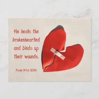 Healer of Broken Hearts Psalm 147:3 Scripture Art Postcard