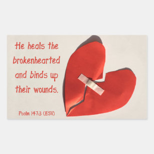 Healer of Broken Hearts Psalm 147:3 Scripture Art Rectangular Sticker