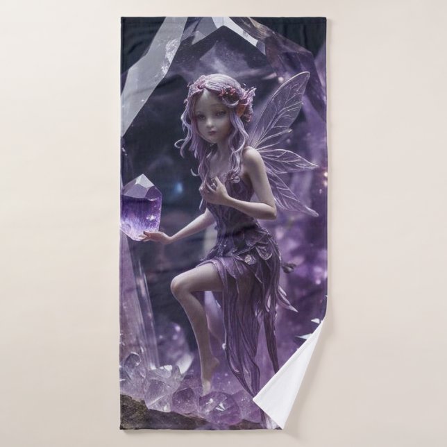 Healing Amethyst Crystals Fairy Bath Towel (Bath Towel)