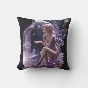 Healing Amethyst Crystals Fairy Cushion