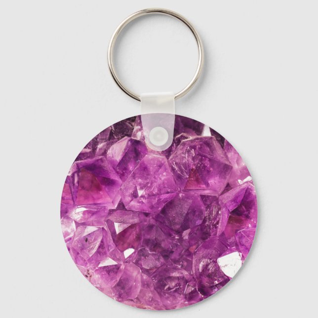 Healing Amethyst Gemstone Key Ring (Front)