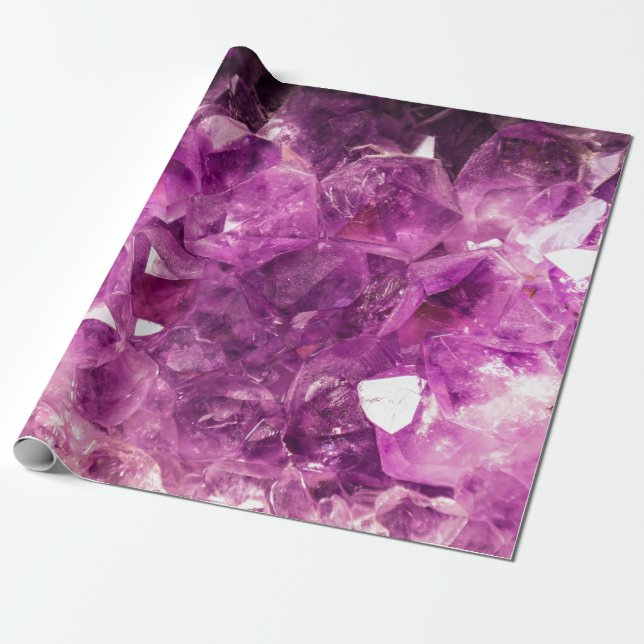 Healing Amethyst Gemstone Wrapping Paper (Unrolled)