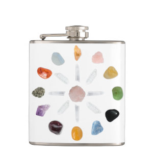 *~* Healing Chakra Stones Crystal Grid Energy Hip Flask