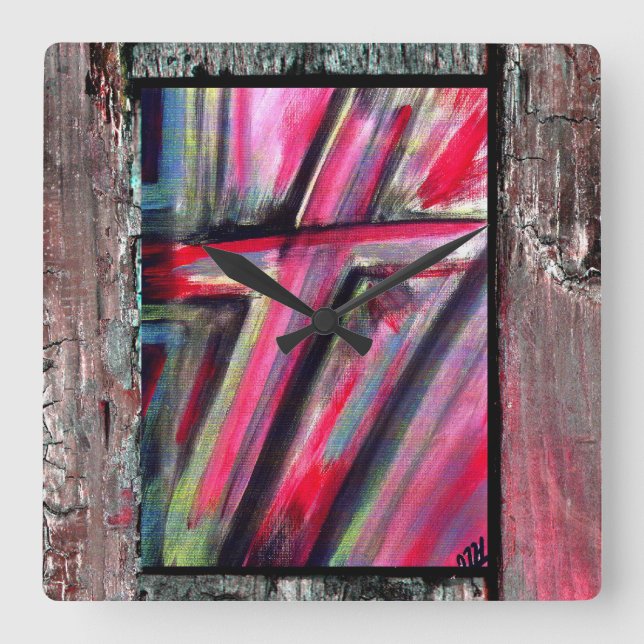 Healing Cross Square Wall Clock (Front)