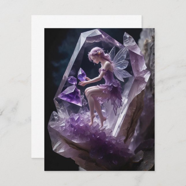 Healing Crystals Amethyst Fairy Birthday Card (Front/Back)