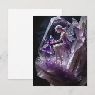 Healing Crystals Amethyst Fairy Birthday Card