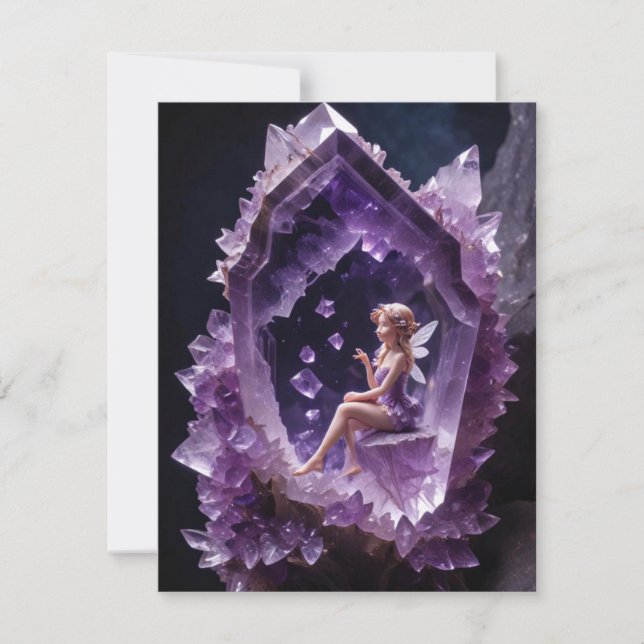Healing Crystals Amethyst Fairy Thank You Card (Front)