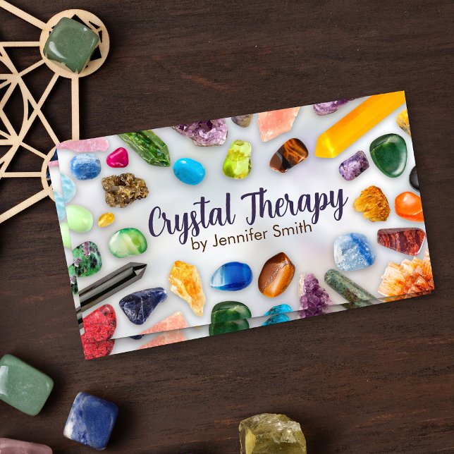 Healing Crystals and Gemstones on Pearl Business Card (Creator Uploaded)