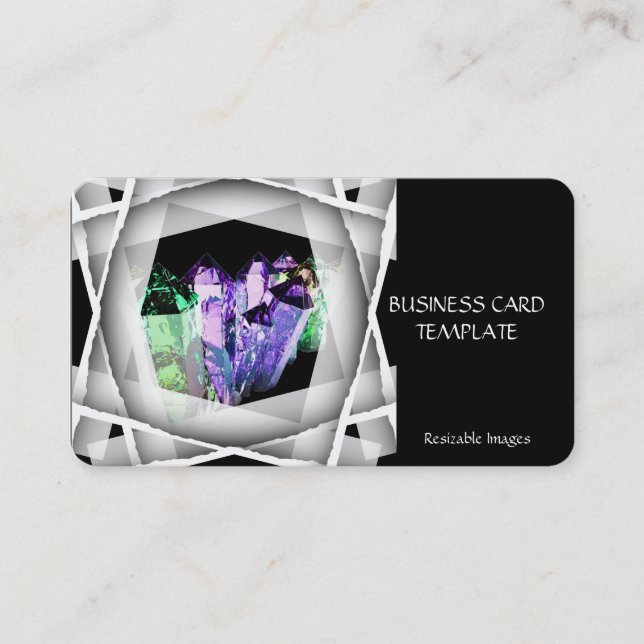 Healing Crystals Emerald Amethyst Business Card (Front)