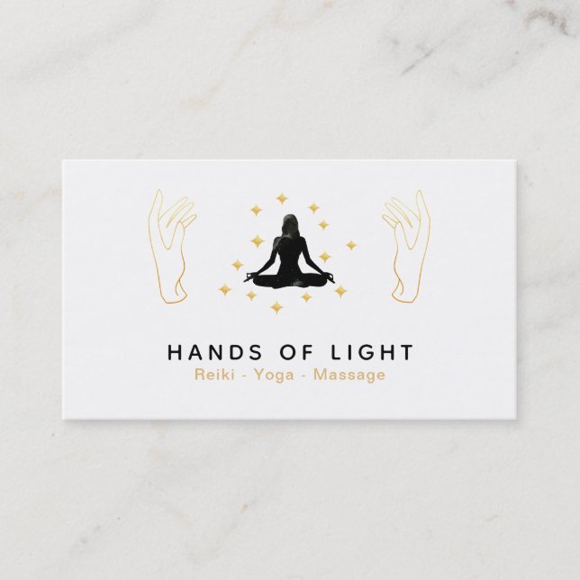 *~* Healing Energy Hands Woman Lotus Pose Business Card (Front)