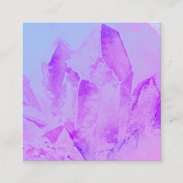 *~* Healing Energy Massage Yoga Crystal Reiki Square Business Card (Front)